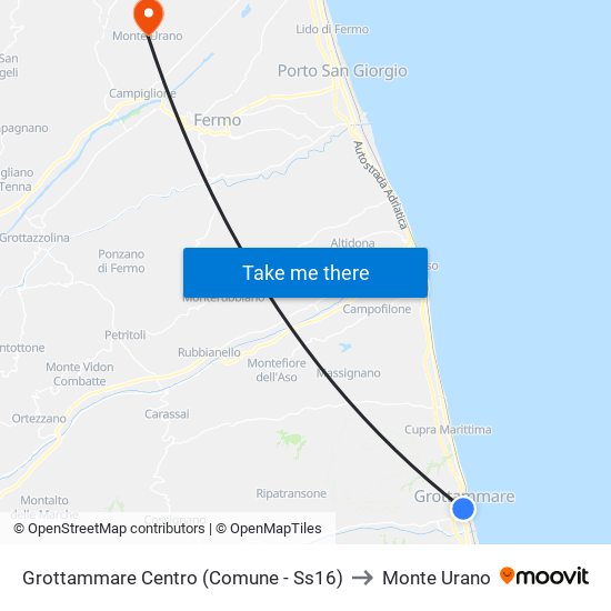 Grottammare Centro (Comune - Ss16) to Monte Urano map