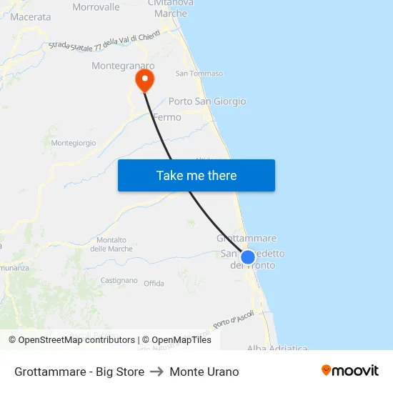 Grottammare - Big Store to Monte Urano map