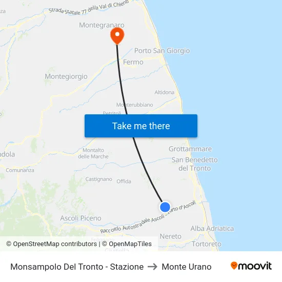 Monsampolo Del Tronto - Stazione to Monte Urano map