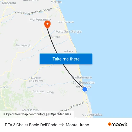 Stop 3 Bacio Dell'Onda Beach Resort to Monte Urano map