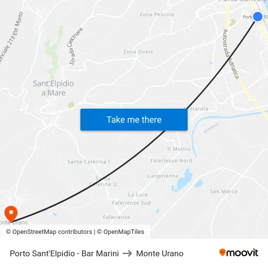 Porto Sant'Elpidio - Bar Marini to Monte Urano map