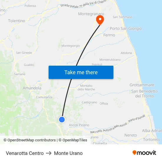 Venarotta Center to Monte Urano map