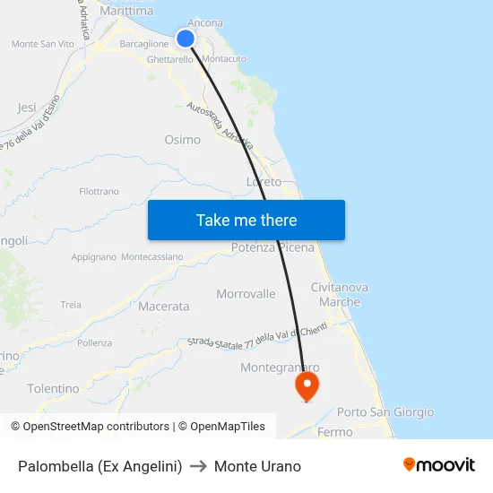Palombella (Former Angelini) to Monte Urano map