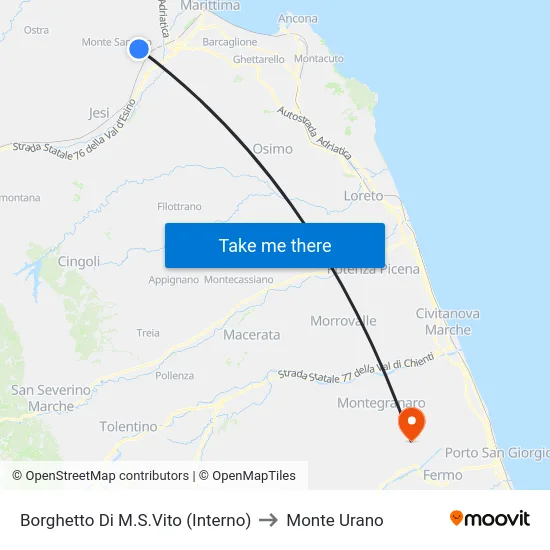 Borghetto Di M.S.Vito (Interno) to Monte Urano map
