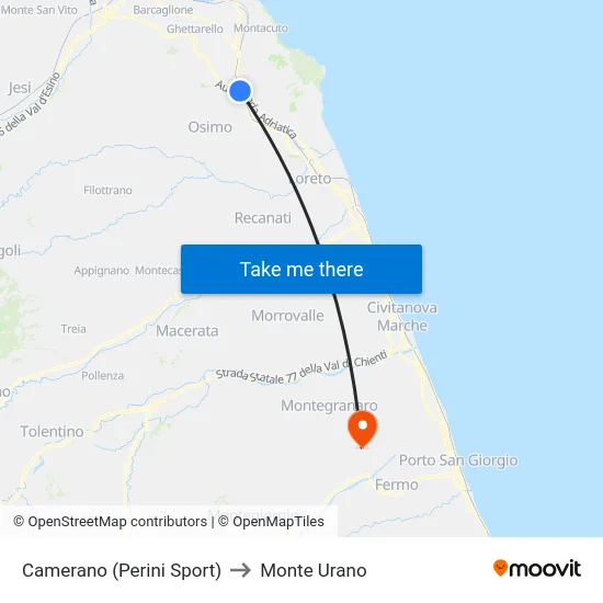 Camerano (Perini Sport) to Monte Urano map