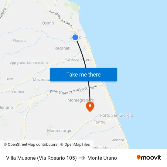 Villa Musone (Via Rosario 105) to Monte Urano map