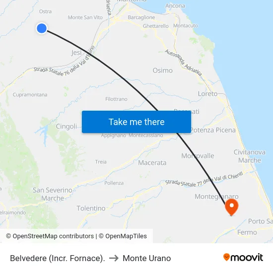 Belvedere (Incr. Fornace). to Monte Urano map