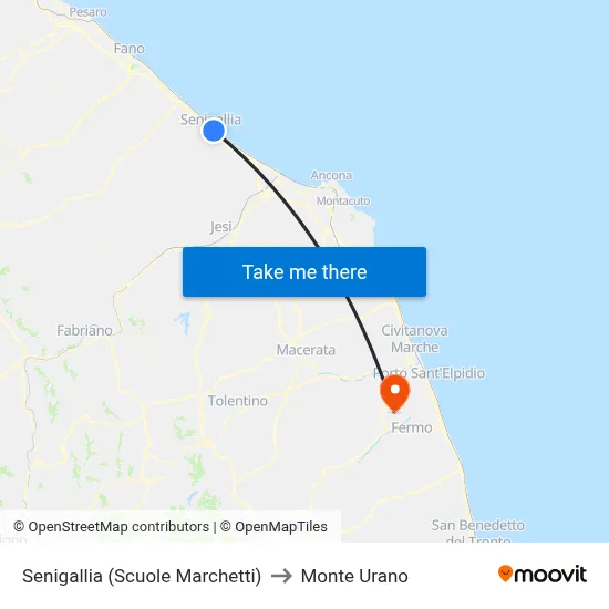 Senigallia (Marchetti Schools) to Monte Urano map