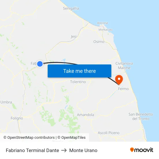 Fabriano  Terminal Dante to Monte Urano map
