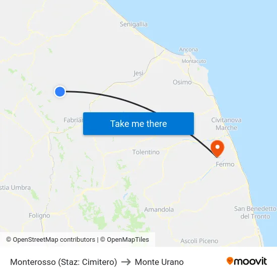 Monterosso  (Staz: Cimitero) to Monte Urano map
