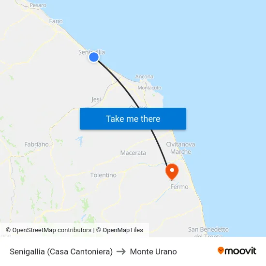 Senigallia (Casa Cantoniera) to Monte Urano map