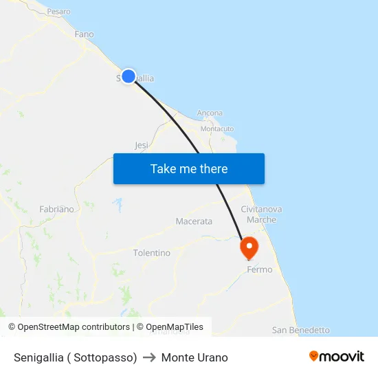 Senigallia ( Sottopasso) to Monte Urano map