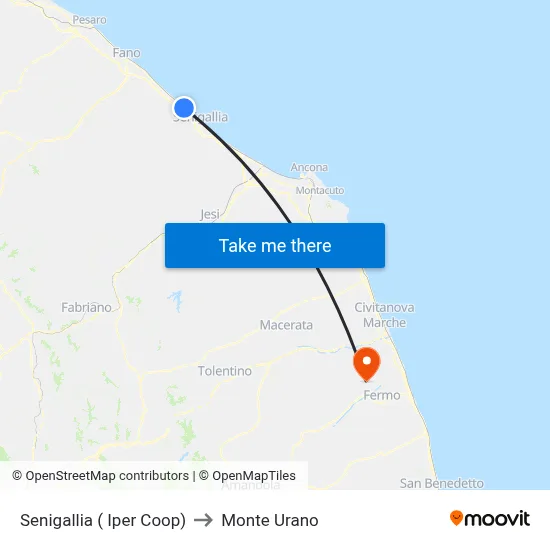 Senigallia (Hyper Coop) to Monte Urano map