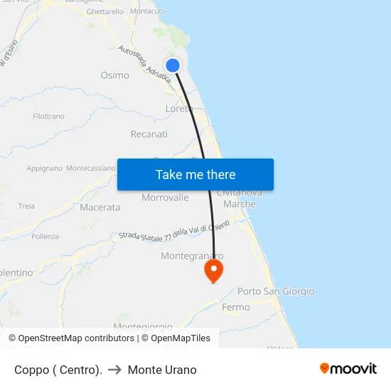 Coppo ( Centro). to Monte Urano map