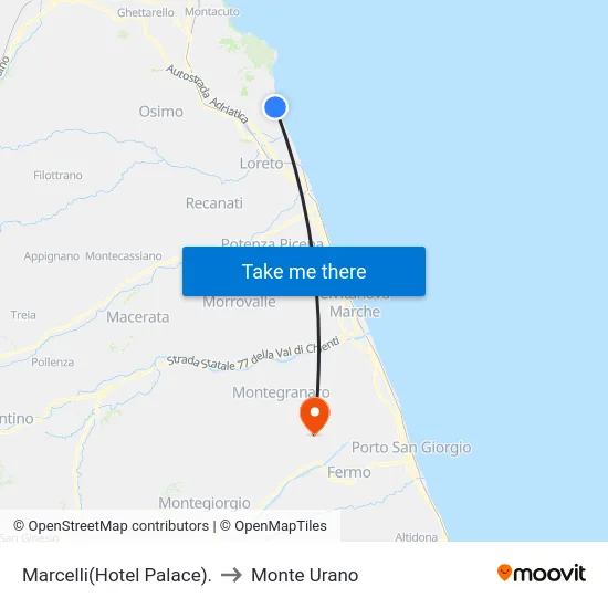 Marcelli(Hotel Palace). to Monte Urano map