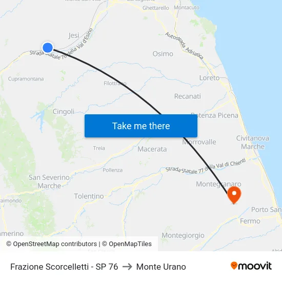 Frazione Scorcelletti - SP 76 to Monte Urano map