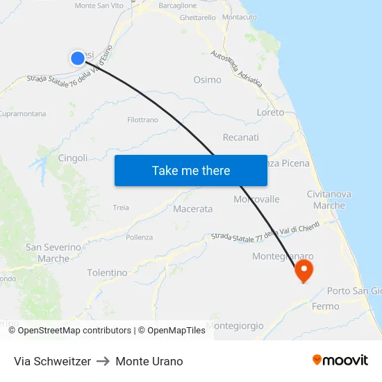 Via Schweitzer to Monte Urano map