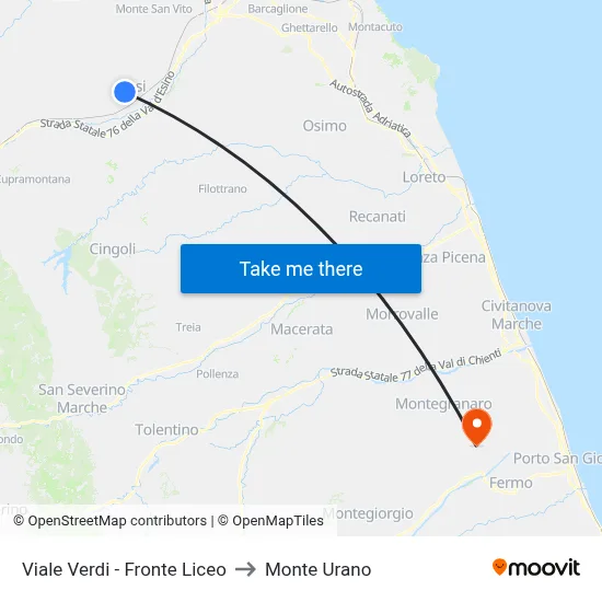 Verdi Avenue - Opposite High School to Monte Urano map