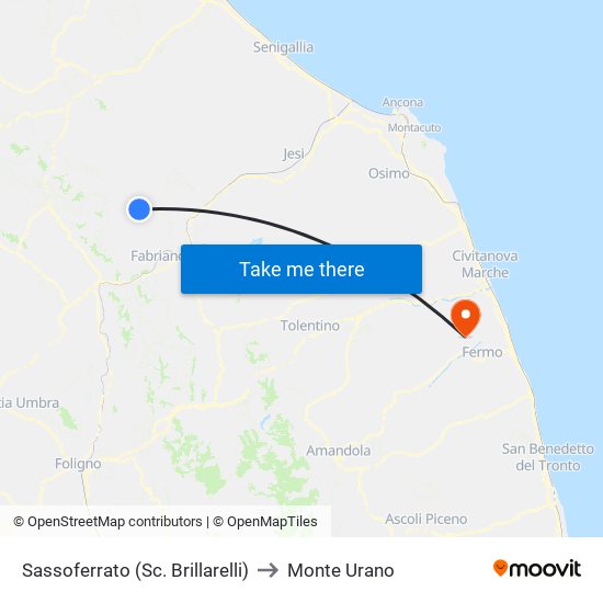 Sassoferrato (Sc. Brillarelli) to Monte Urano map