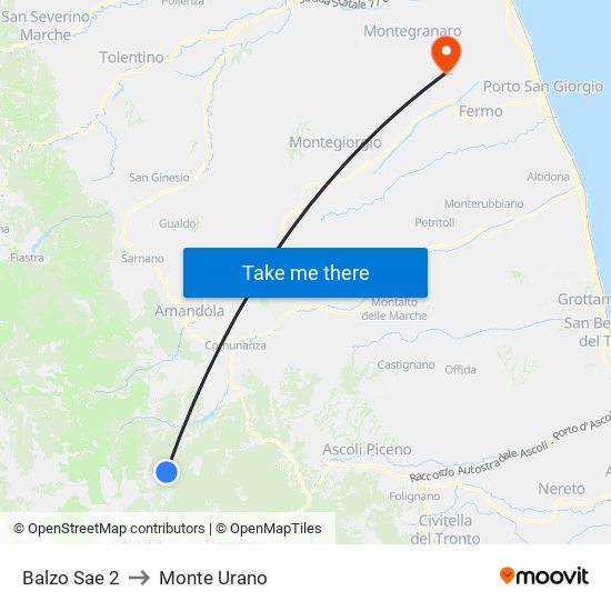 Balzo Sae 2 to Monte Urano map