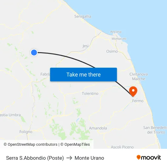 Serra S.Abbondio (Poste) to Monte Urano map