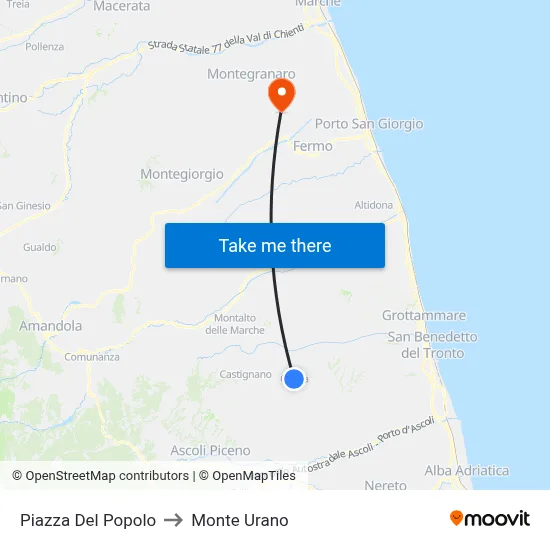 People's Square to Monte Urano map