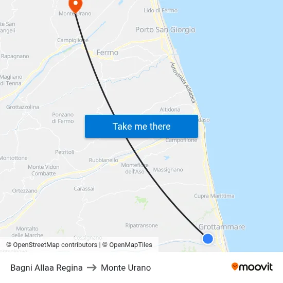 Bagni Allaa Regina to Monte Urano map
