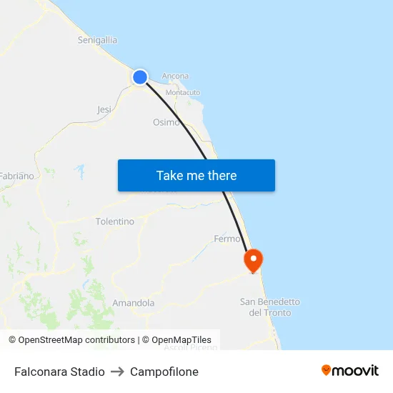 Falconara Stadium to Campofilone map