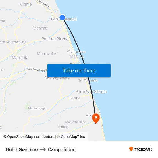 Hotel Giannino to Campofilone map