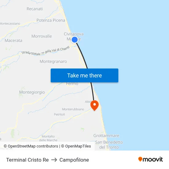 Terminal Cristo Re to Campofilone map
