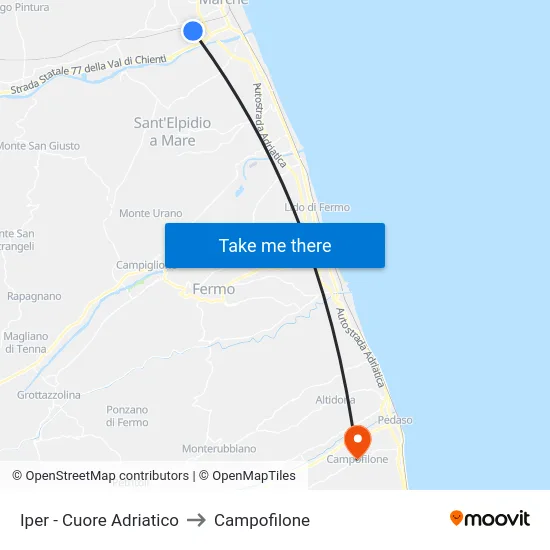 Iper - Cuore Adriatico to Campofilone map