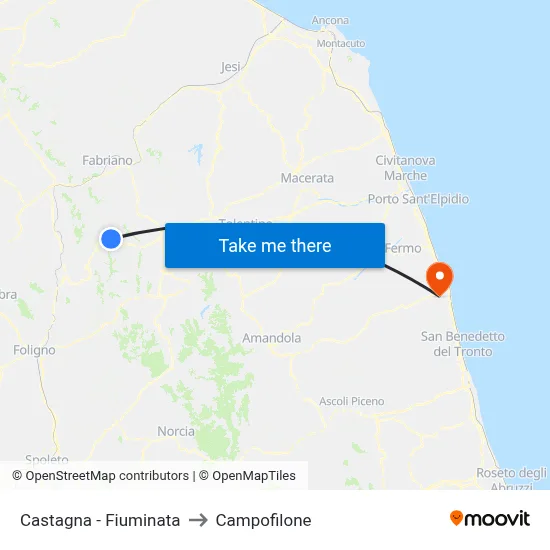 Castagna - Fiuminata to Campofilone map
