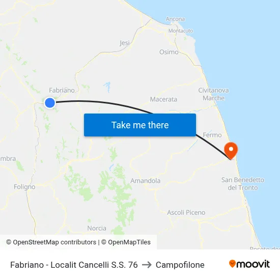Fabriano - Localit Cancelli  S.S. 76 to Campofilone map