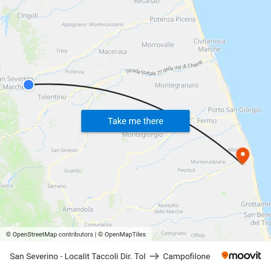 San Severino - Localit Taccoli Dir. Tol to Campofilone map