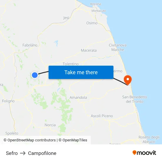 Sefro to Campofilone map