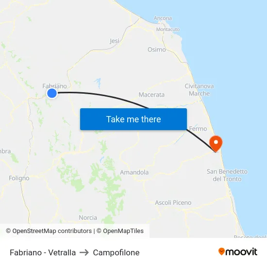 Fabriano - Vetralla to Campofilone map