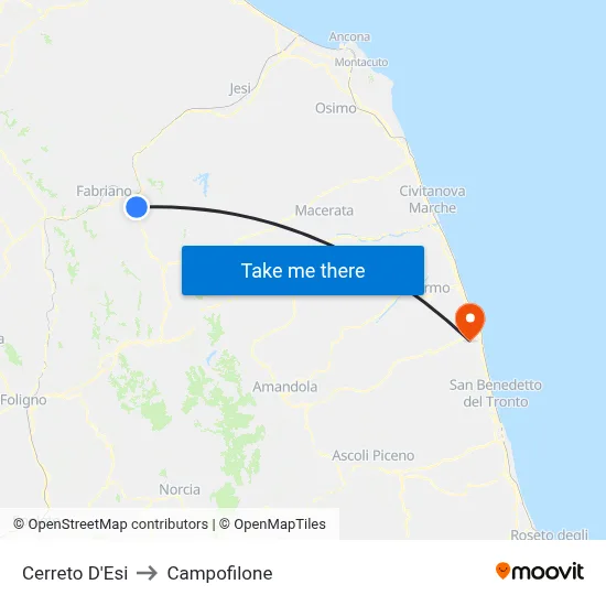 Cerreto D'Esi to Campofilone map