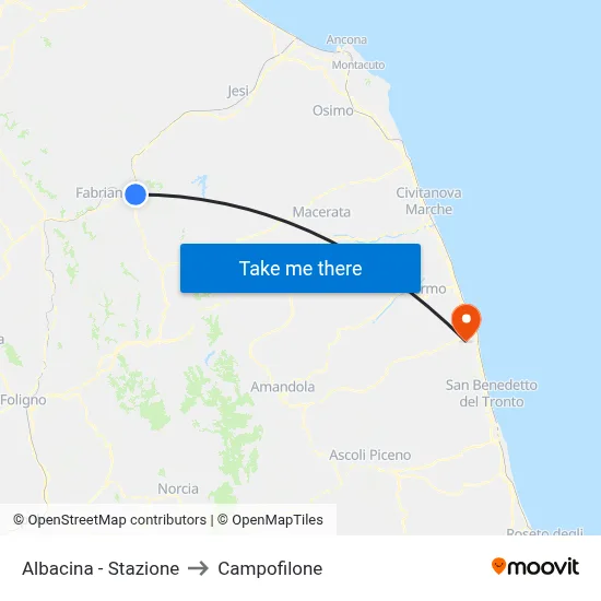Albacina - Stazione to Campofilone map