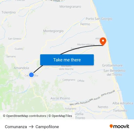 Comunanza to Campofilone map