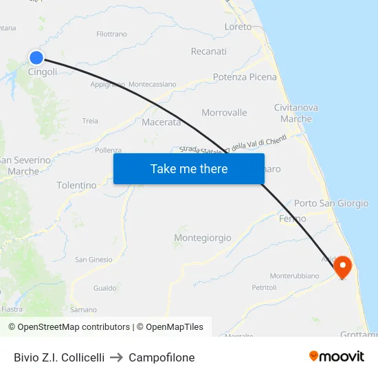 Bivio Z.I. Collicelli to Campofilone map