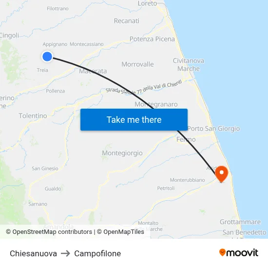 Chiesanuova to Campofilone map