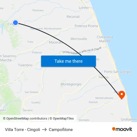Villa Torre - Cingoli to Campofilone map