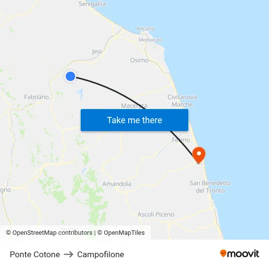 Ponte Cotone to Campofilone map