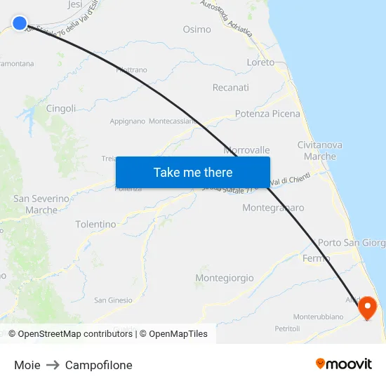 Moie to Campofilone map