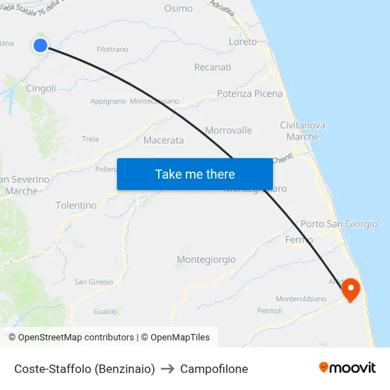 Coste-Staffolo (Gas Station) to Campofilone map