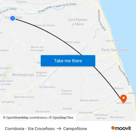 Corridonia - Cross Street to Campofilone map