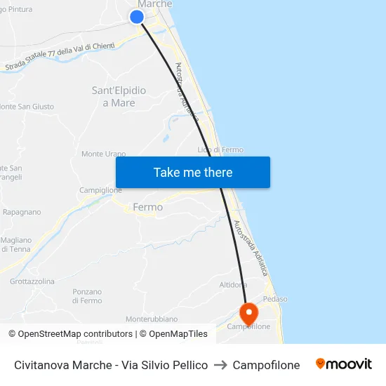 Civitanova Marche - Silvio Pellico Street to Campofilone map