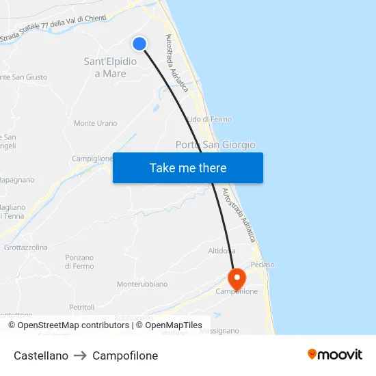 Castellano to Campofilone map