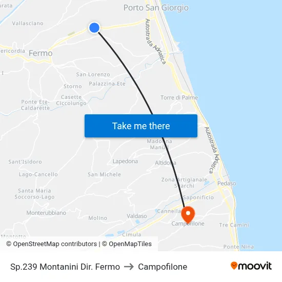 Sp.239 Montanini Dir. Fermo to Campofilone map