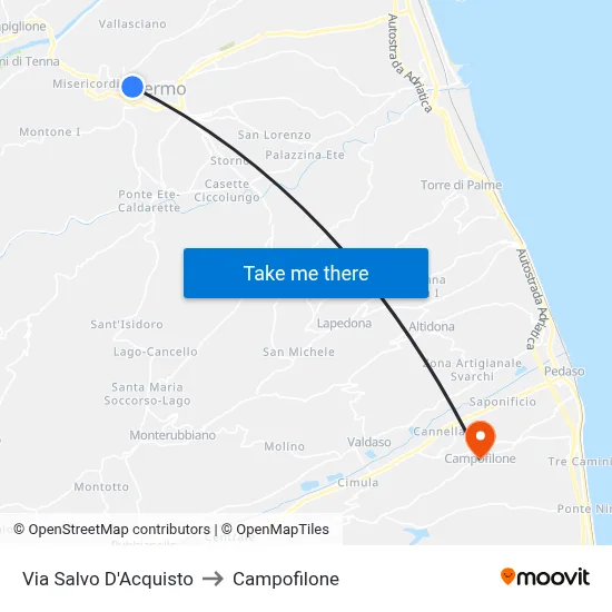 Salvo D'Acquisto Street to Campofilone map